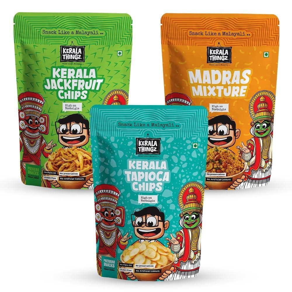 Jackfruit Chips (150g) + Madras Mixture (150g) + Tapioca Chips (80g) | Combo 380g